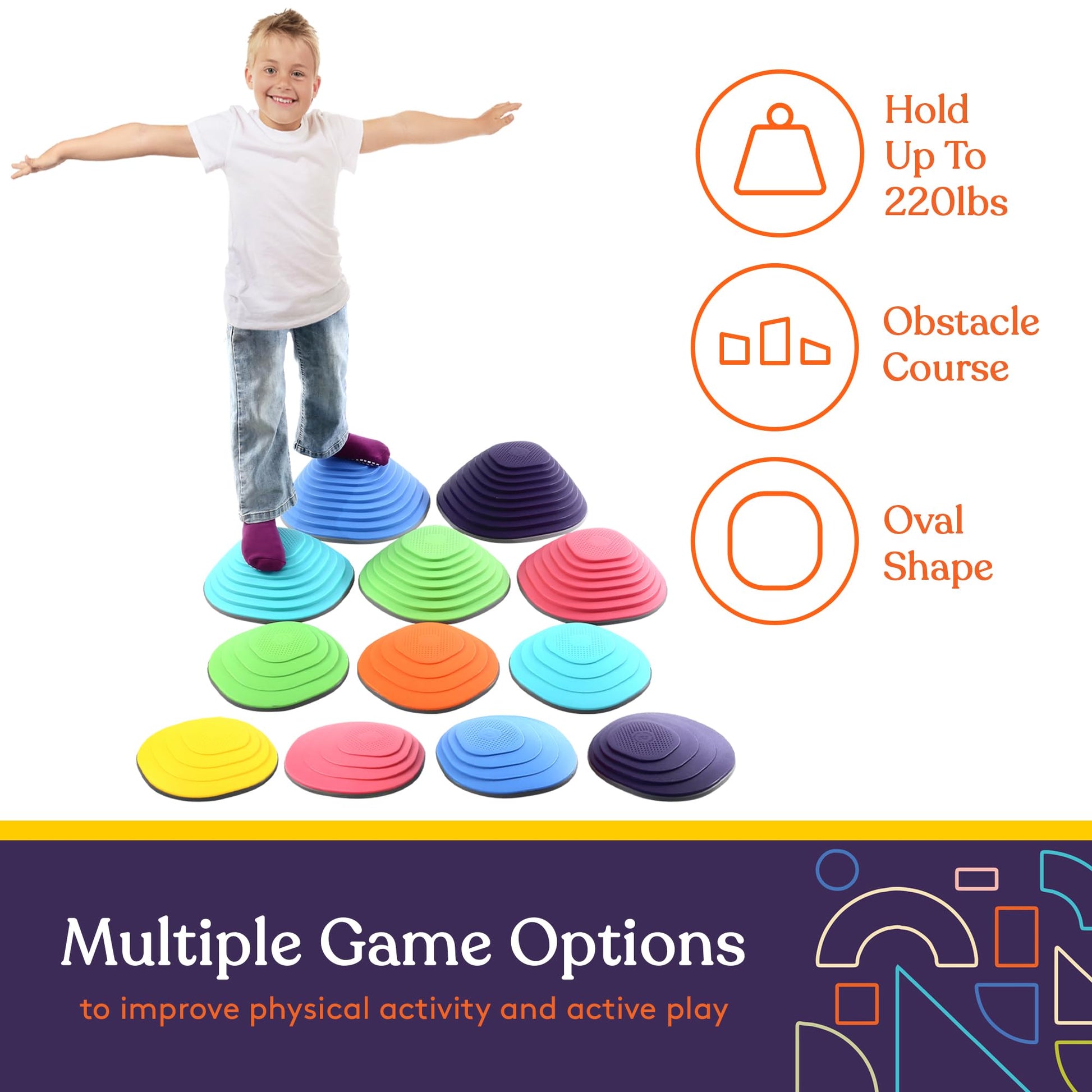 Special Supplies Stepping Stones for Kids Indoor and Outdoor Balance Blocks Promote Coordination, Balance, Strength Child Safe Rubber, Non-Slip Edging
