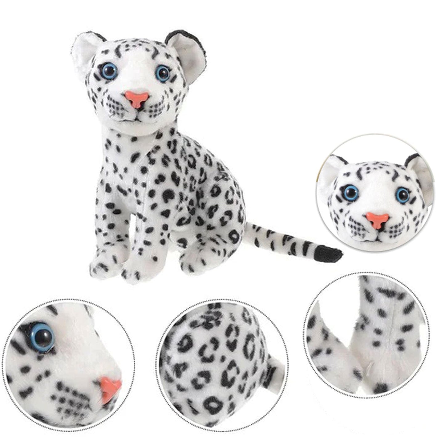 TUKVESZE White Cheetah Stuffed Animals 8 inch, Cute & Lifelike Cheetah Stuffed Animals Leopard Plush Toy, Gifts for Boys Girls (8 INCH)