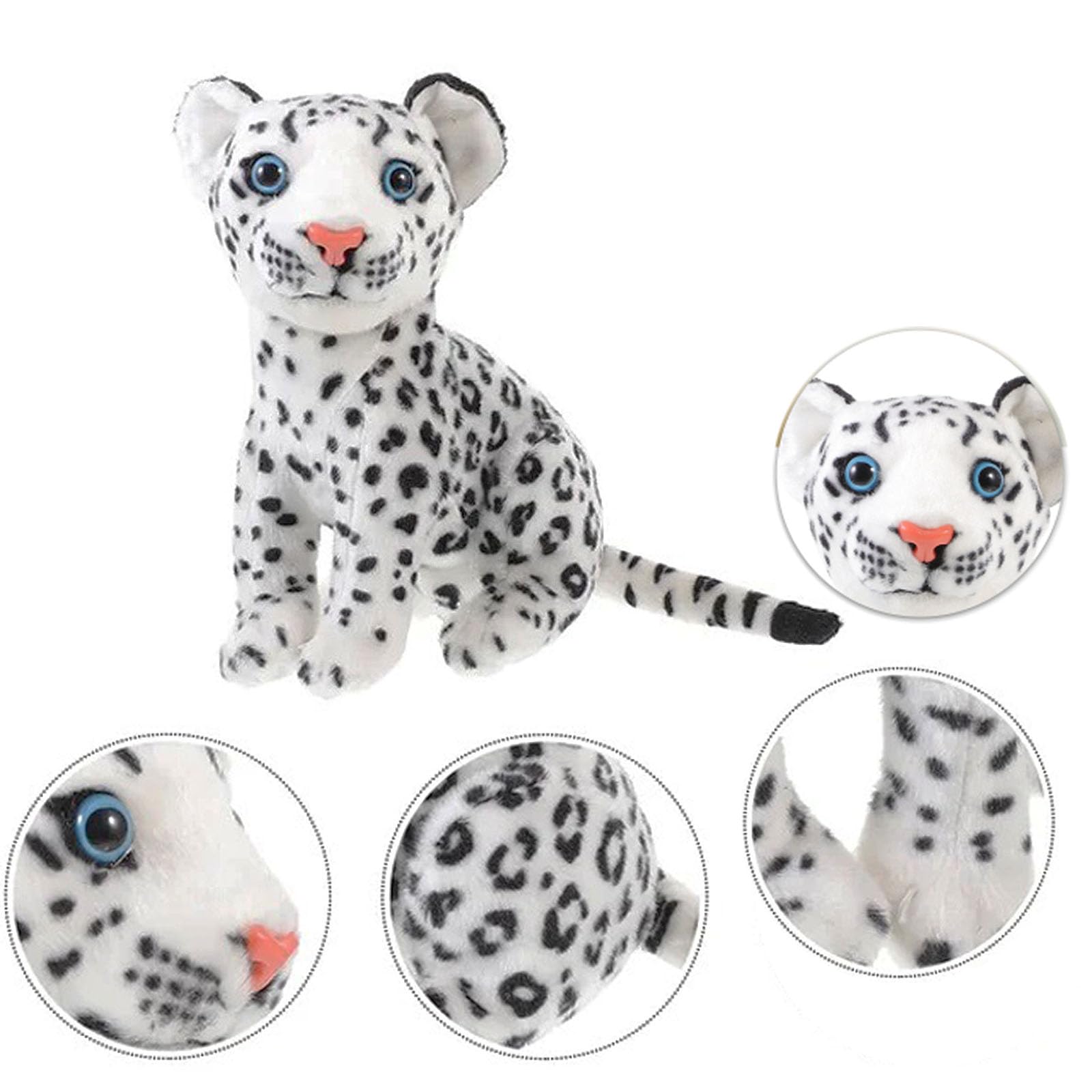 TUKVESZE White Cheetah Stuffed Animals 8 inch, Cute & Lifelike Cheetah Stuffed Animals Leopard Plush Toy, Gifts for Boys Girls (8 INCH)