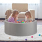 COZYTRAUM Foam Ball Pit with Velvet Cover, 35x12 Inch Round Grey Play Pool for Toddlers,Ideal Gift for Kids Indoor Outdoor Game, Balls Not Included