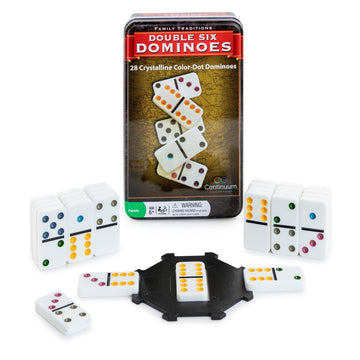 Continuum Games Family Traditions Double 6 Dominoes Tin, Crystalline Dominoes