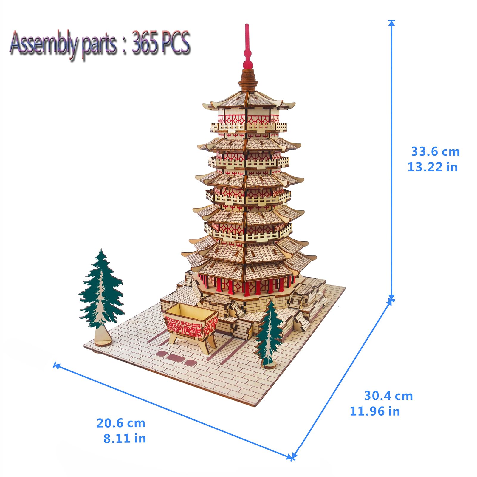 3D Puzzle Wooden Craft Kits,Temple Building 3D Wooden Puzzle Model,3D Puzzles for Adults DIY Model Building Kit,Age 15+ Assembly Home Decors DIY Brain