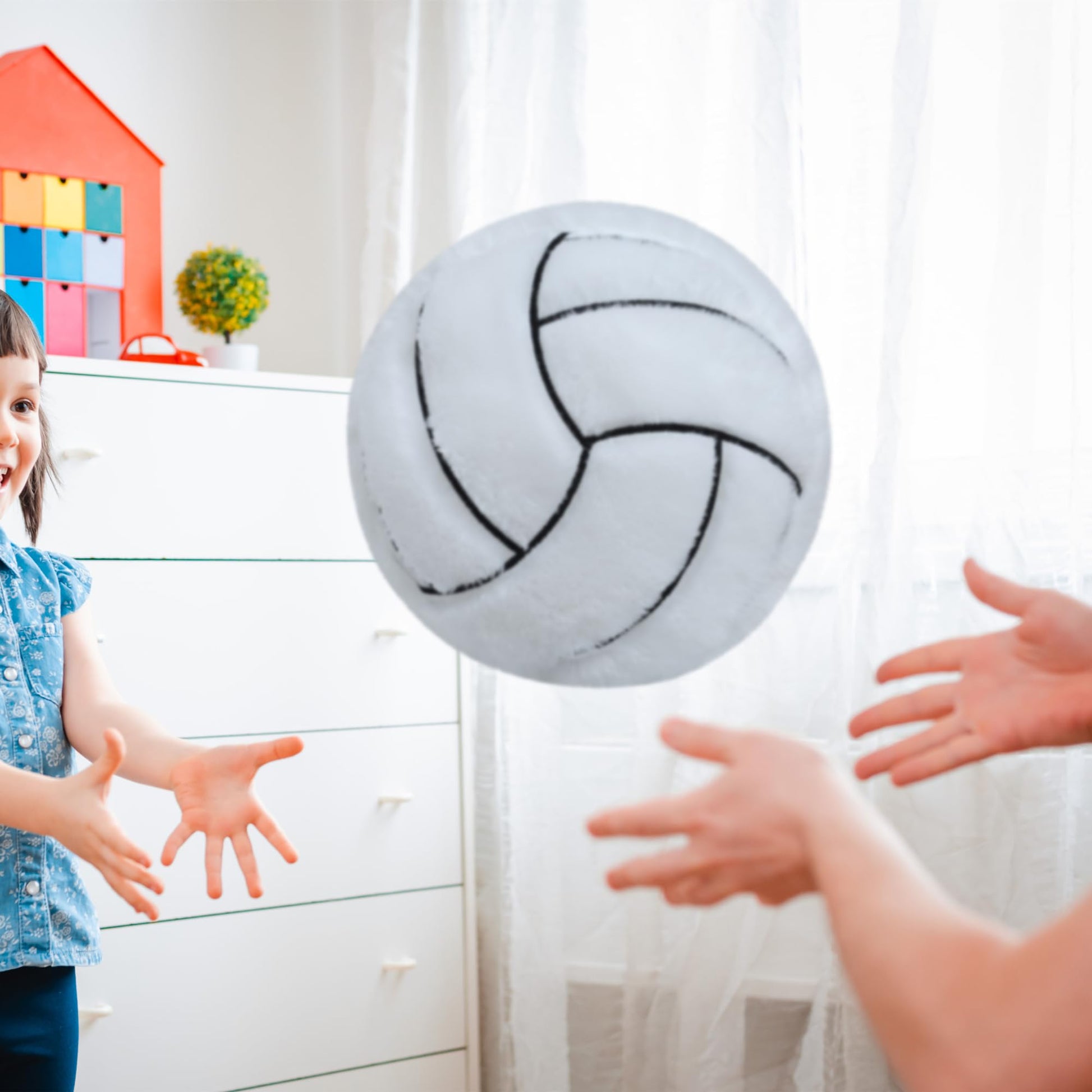 CHORONMO Volleyball Plush Pillow - Fluffy Stuffed Sports Toy Gift for Kids, Durable Sofa Throw Pillow for Bedroom Home Decor