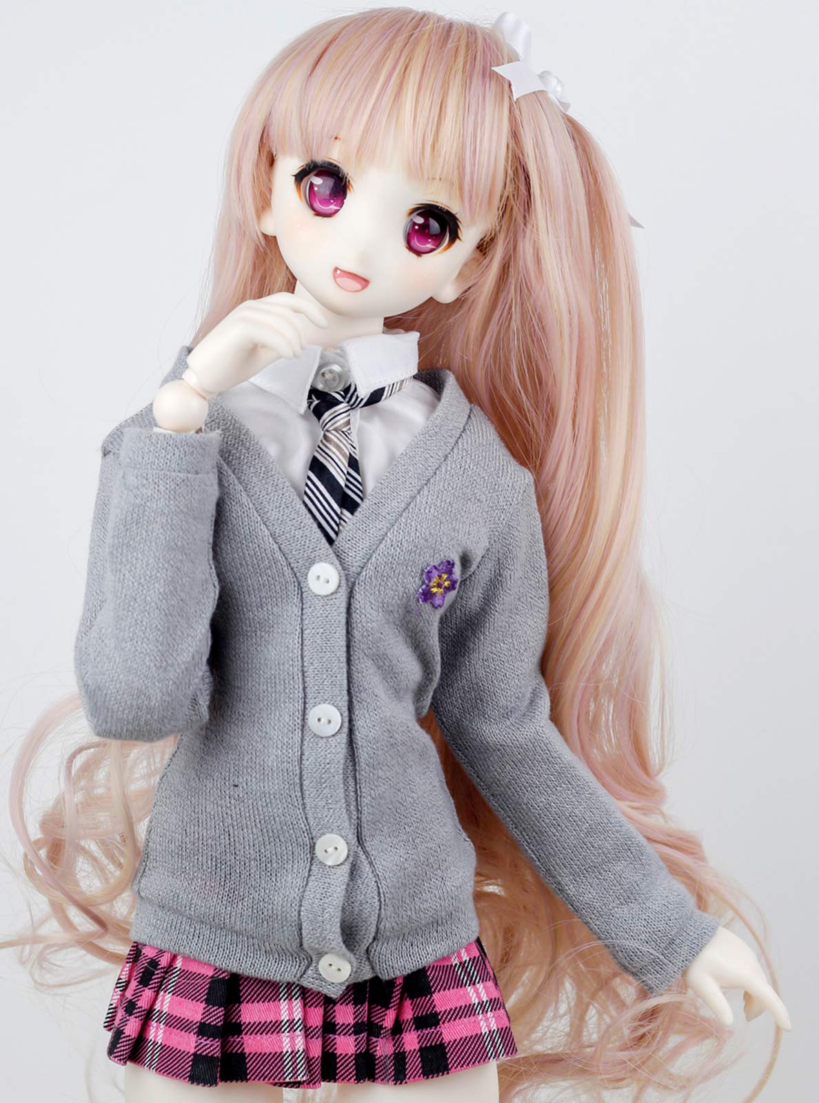 Wigs Only 8-9 inch 1/3 BJD Wig Doll Hair SD DZ DD DOD Wig (Flesh Pink)