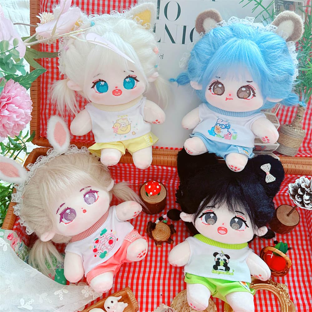 niannyyhouse 20cm Plush Doll Clothes Short Vest T-Shirt Pants 8in Soft Stuffed Plush Toy Dress Up Accessories (Green)