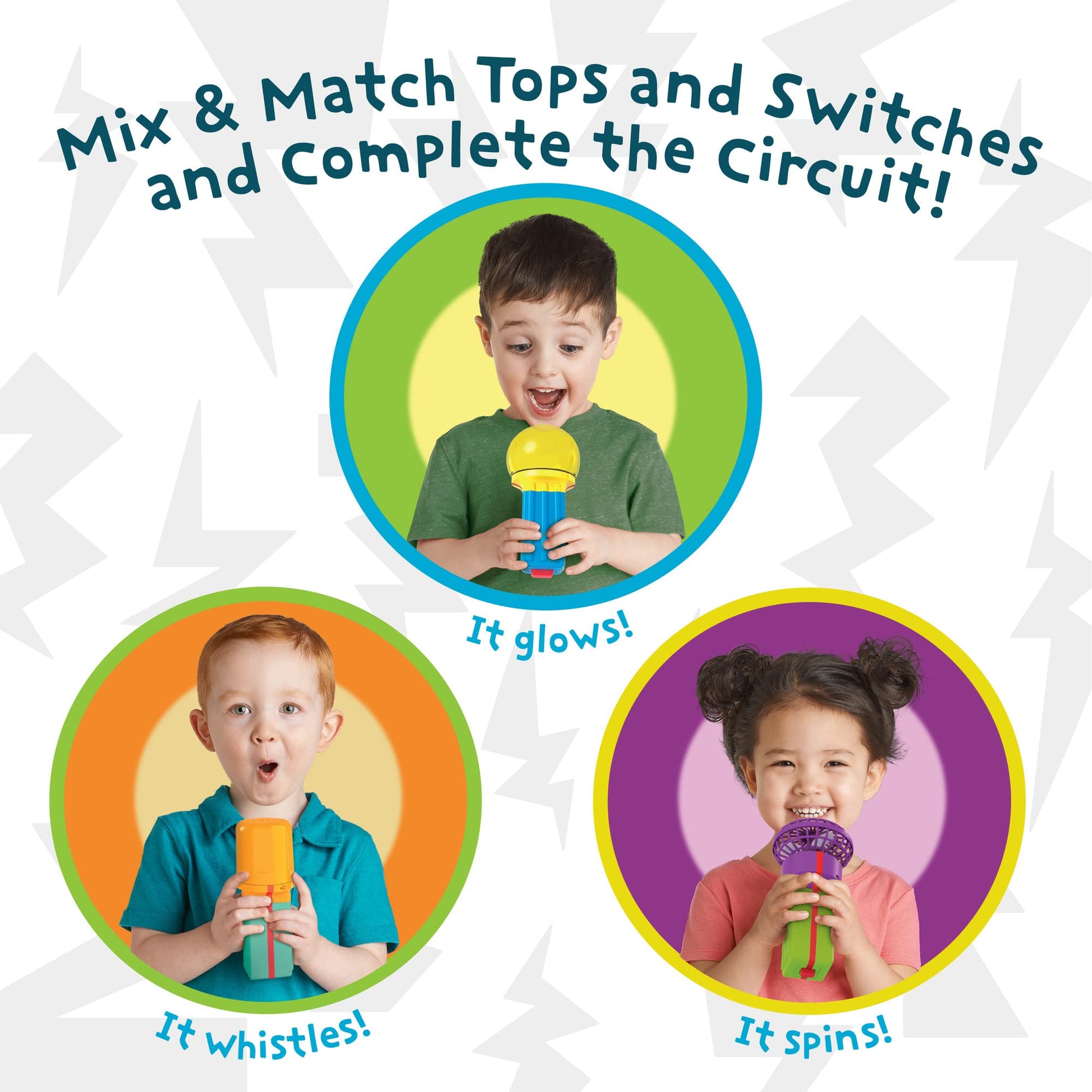 MindWare Start-Up Circuits - STEM Toddler Toy Ages 18+ Months - Build Flashlight, Whistle, and Fan - Early Circuit-Building Learning Set for Hands-On
