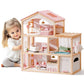 ROBUD Doll House, Wooden Dollhouse with 6 Rooms, 29-pcs Furniture Set, Working Elevator, Garage, Swimming Pool, Ideal Gift for Kids Ages 3+ (Pink)