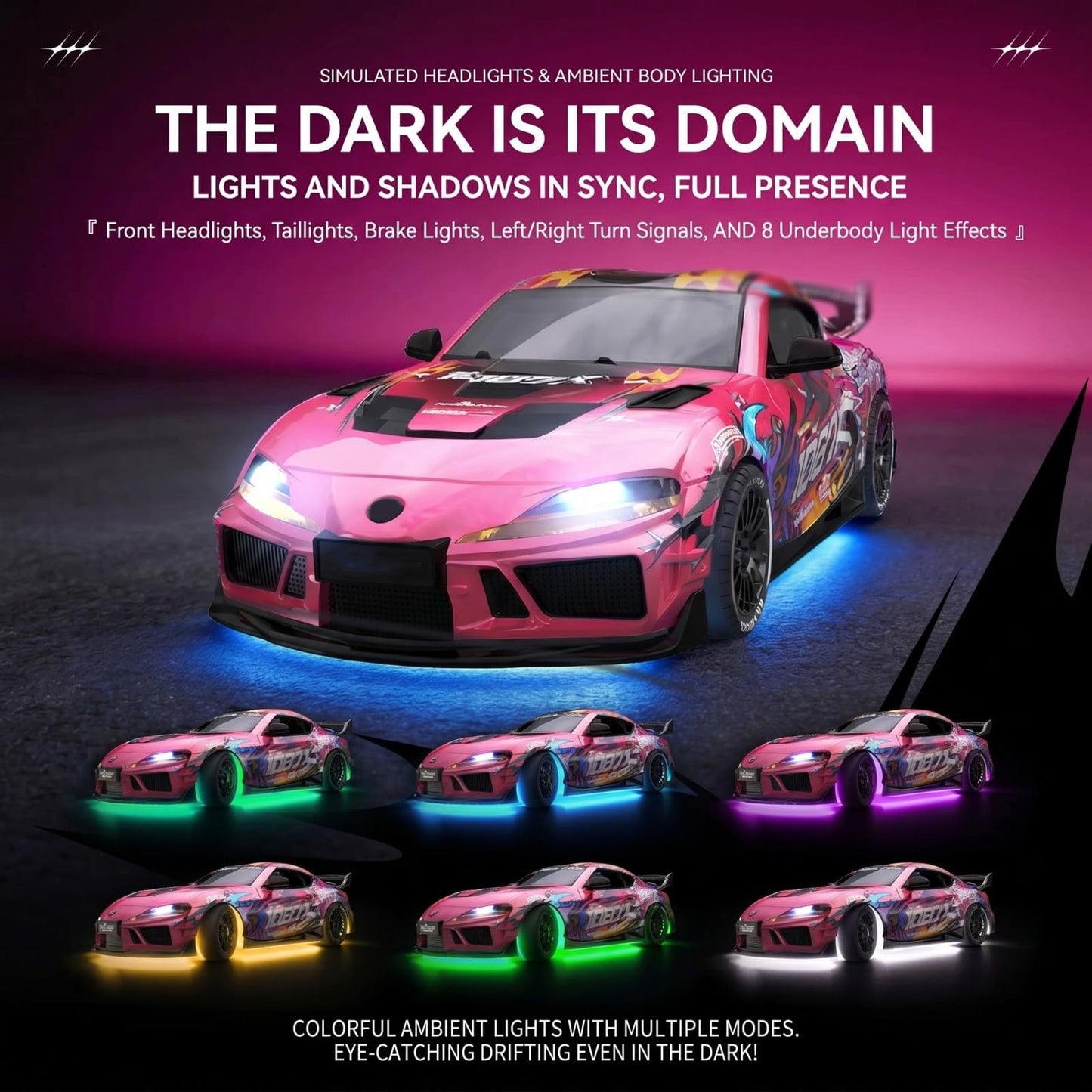 HomelivantaCo SP4301 Waking Lion 1:43 RC Drift Car 2.4 Full Proportional Remote Control Racing Car with Gyroscope LED Light System High Speed Drift