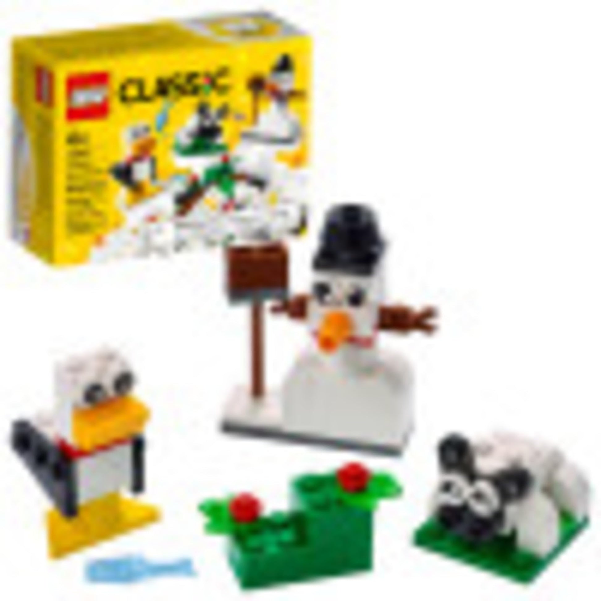 LEGO Classic Creative White Bricks 11012 Building Kit; Toy Building Set for Creative Play with 3 Build Ideas, Including a Snowman, Sheep and Seagull