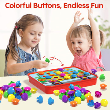 AMOSTING Button Art Toy - Educational Color Matching Mosaic Pegboard Sensory Learning Activity for Kids Age 3 4 5, Preschool Gift for Toddlers, Boys