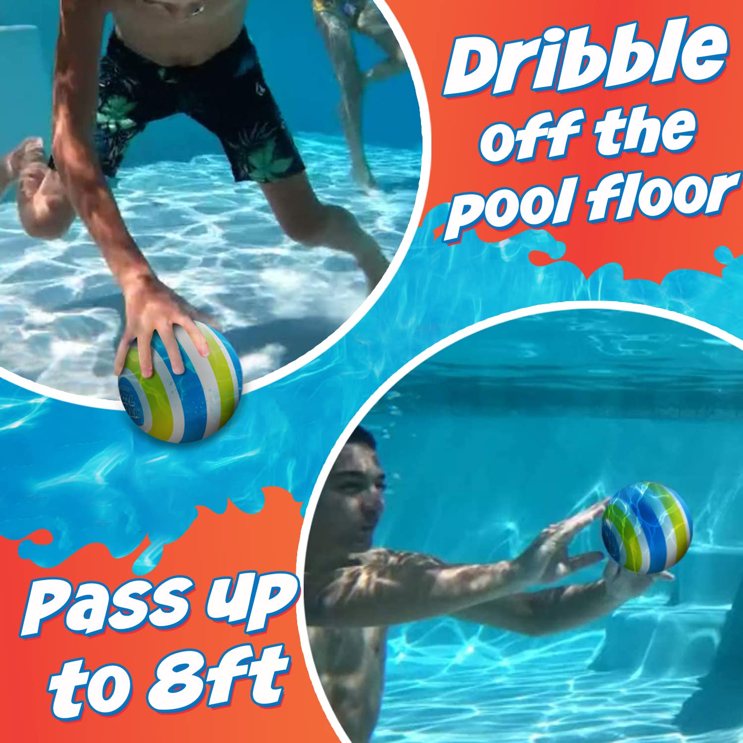 Activ Life Ultimate Pool Ball, Fill It with Water for Underwater Swimming Pool Games, Passing, Dribbling, Diving Fun Toys for Boys & Girls Aged 6-14
