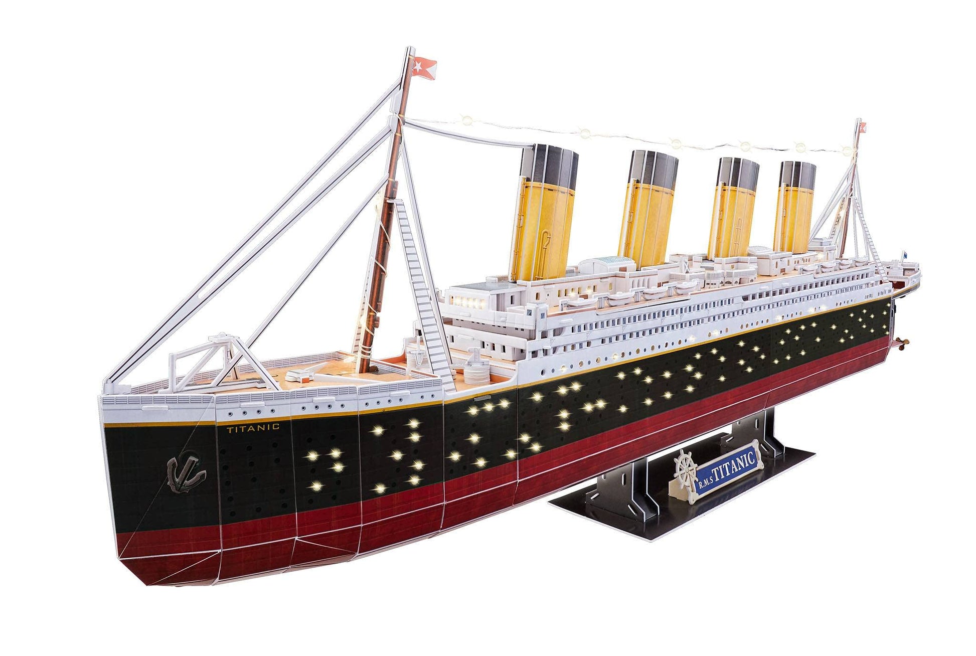 Revell Titanic LED Light Up Large 35" 3D Puzzles for Adults and Kids Ages 10 Years and up Arts Crafts Ship Building - 85 Lights - 266 Pieces