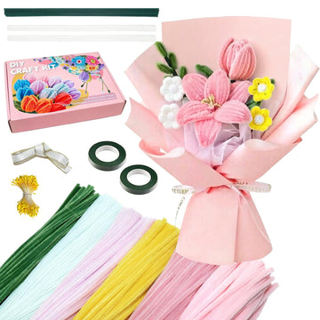 YLDAFUQE 600 Pcs Pipe Cleaners Craft, 6 Colors Pipe Cleaners Bulk Flower Kit, Chenille Stems for DIY Flower Making Kit with Floral Wires, Gardening
