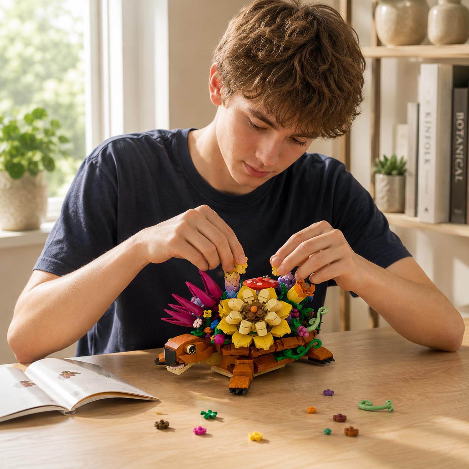 JYLWSMHU Sea Turtle Succulent Building Block Set 587 Pcs Botanical Flower Plant Model Kit for Adults & Teens Creative Animal Micro Garden Construction