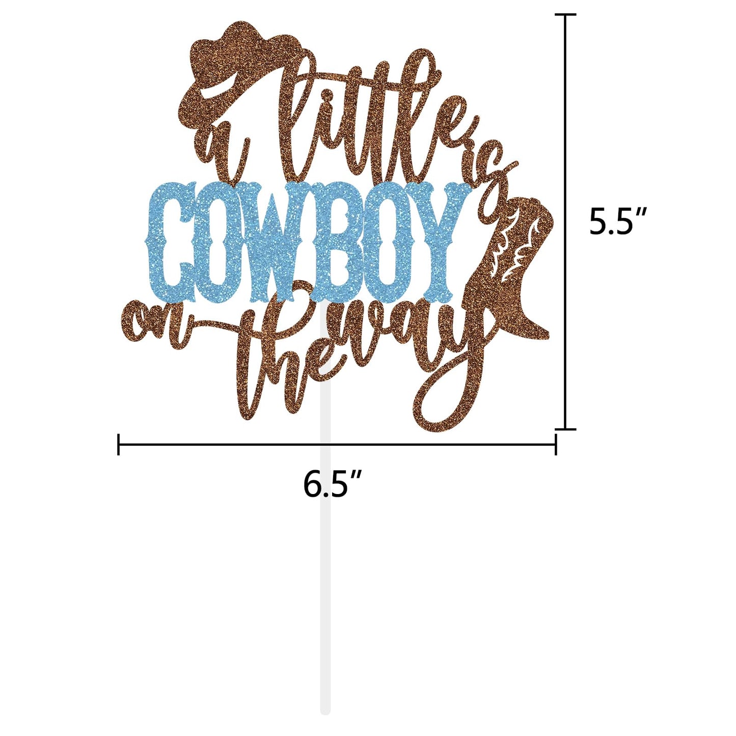 A Little Cowboy Is On The Way Cake Topper Boy Baby Shower Decoration Western Themed Party Supplies Blue