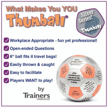 Trainers Warehouse What Makes You You Thumball 6" | Fun Team Building Activity - Ice Breaker Topics - Promote Team Spirit | 32 Panels to Prompt