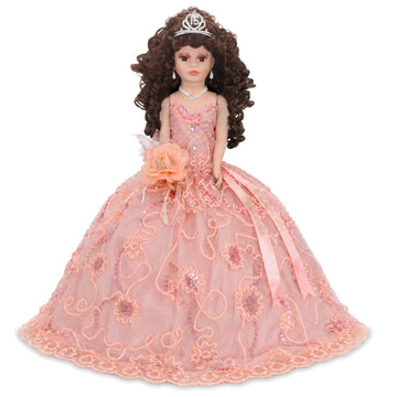 18” Quinceañera Last Doll with Umbrella Dress Stand - Última Muñeca Mis Quince Años Keepsake, Traditional Hispanic Mis 15 Doll, Ceremony & Table