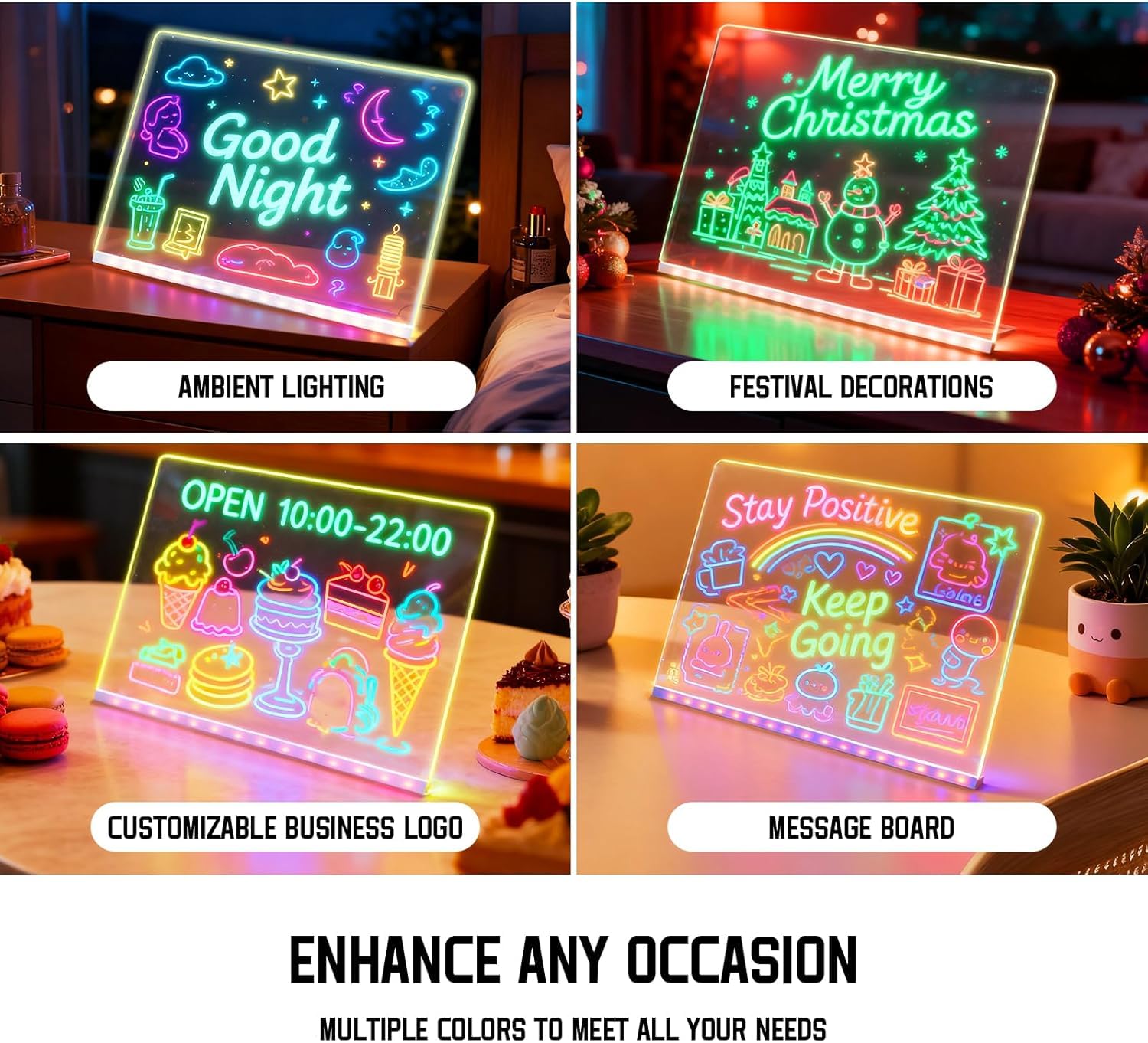 LED Note Board with Colors, Lumiboards Led Drawing Board for Kids, Clear Drawing Board with Light, 12 Inch Light-Up Acrylic Writing Board, Ideal Gift