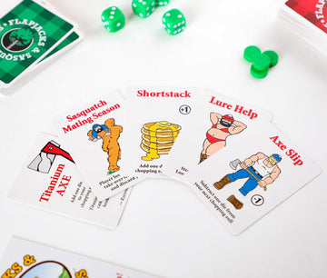 Prolific Games Flapjacks & Sasquatches - Upgraded 2nd Edition, Family Card & Dice Game for 2-8 Players, 20-Minute Rounds, Fun for Kids & Adults
