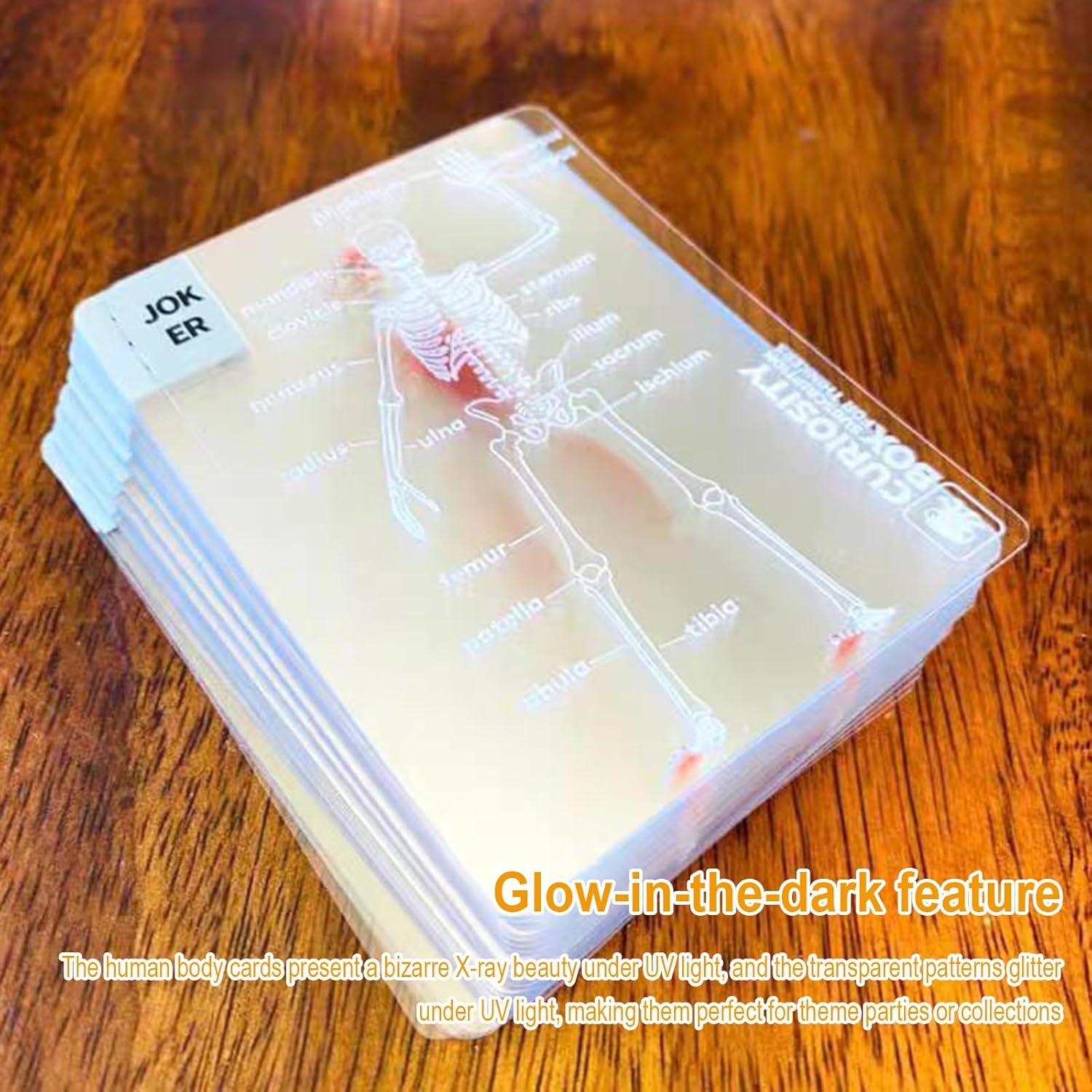 AKLOZYX The Body Deck Transparent Anatomy Playing Cards, 3D Skeleton Design, Educational Card Game, 54 Cards (1 Pack)