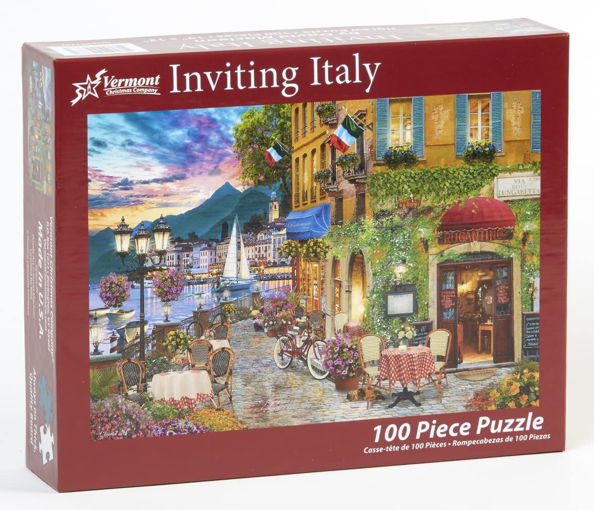 Vermont Christmas Company Inviting Italy Jigsaw Puzzle - 100 Piece Italy Puzzles for Adults & Families - 19" x 13" Jigsaw Puzzle of Italy with Large