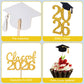 24 Pcs Graduation Cupcake Toppers 2026 - Congrats Grad Decorations Class of 2026, Pre-Assembled Black Gold Grad Cake Topper Centerpieces