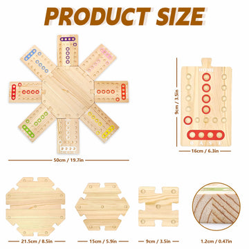 Wooden Board Game, Family Party Game for 2 to 8 Players, Includes 3 Hubs, 32 Marbles and 16 Dice