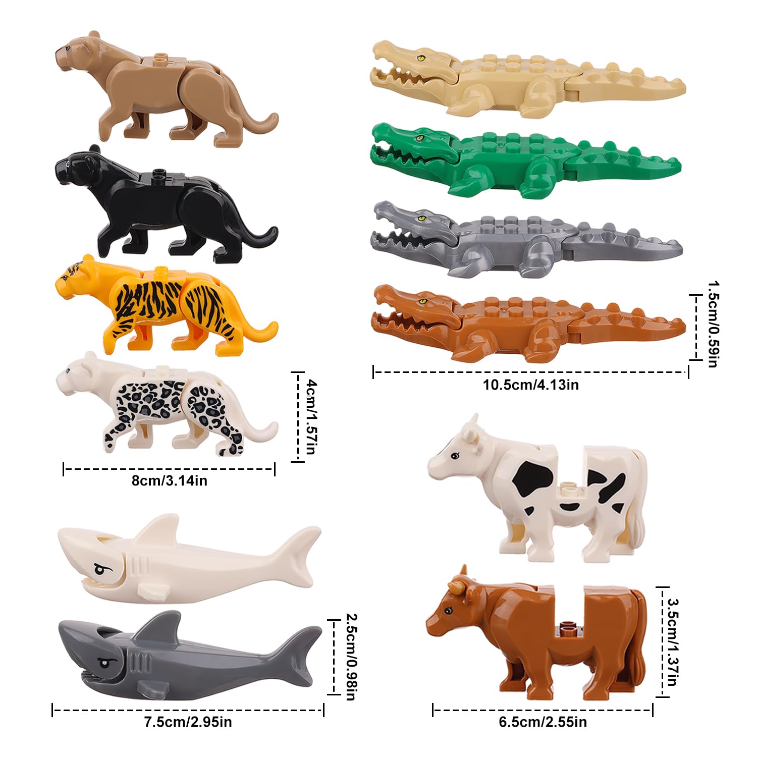 FLORMOON Animal Figures 12pcs Realistic Building Block Animal Action Model Science Project, Learning Educational Toys, Birthday Gift, Cake Topper