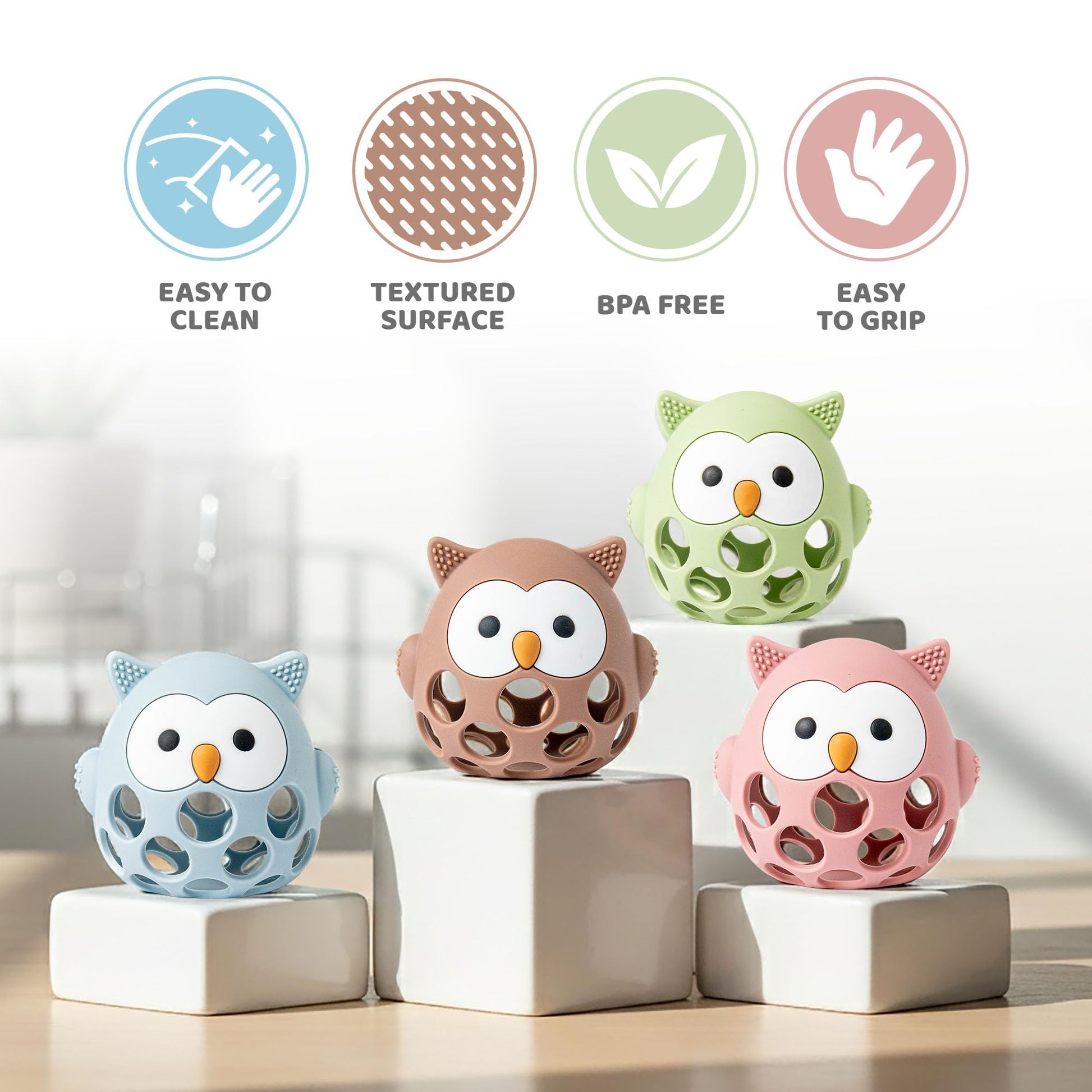 Baby’s Way Teething Toy - Owl Silicone Teether Toy for Babies 3-6 Months Toys for 6-12 Months - Baby Teething Relief, Silicone Teethers for Babies
