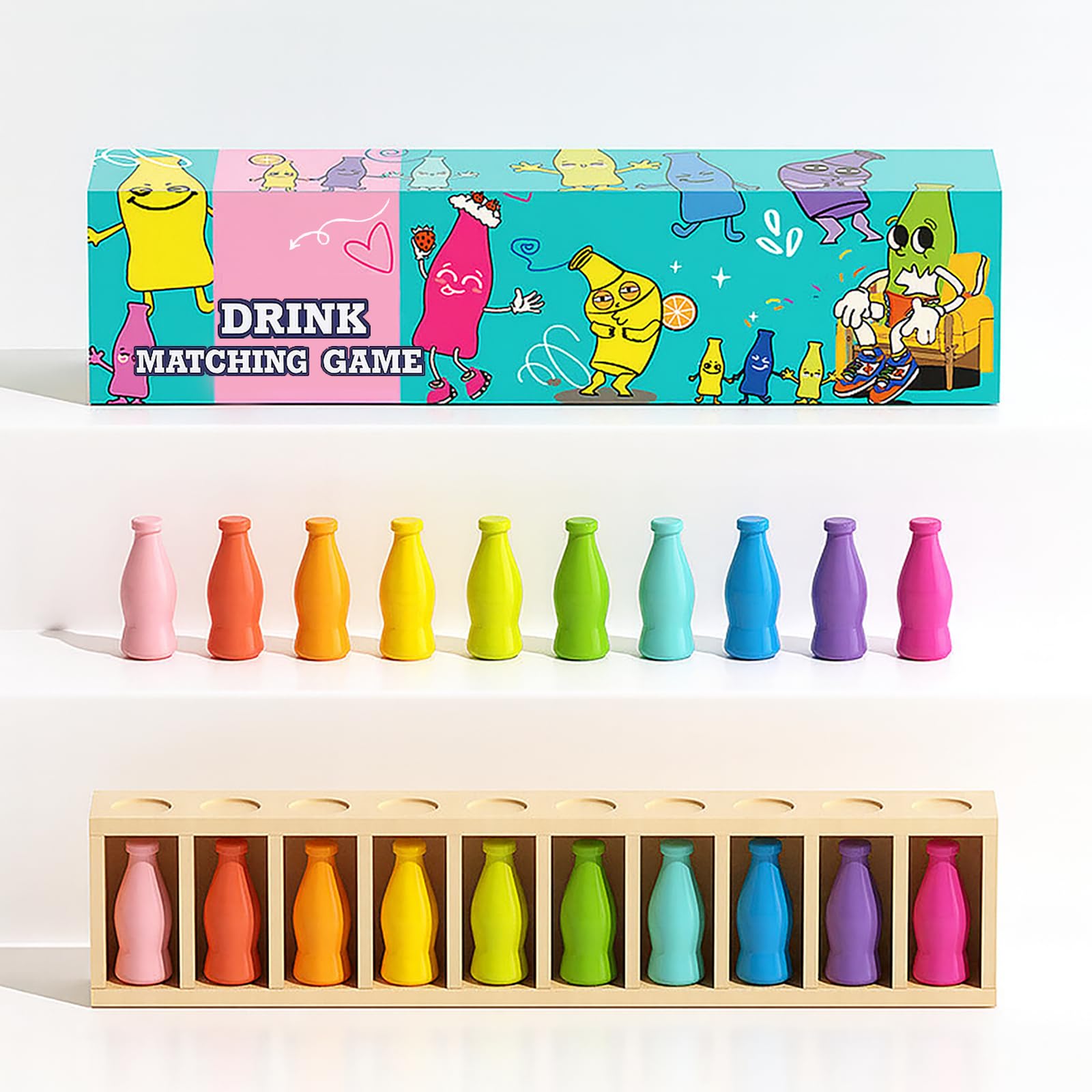 Trozihn Bottle Color Match Game, Fun Family Board Game for Kids 8-12, 2-4 Player Bottle Collision Game for Kids and Adults, Perfect for Travel Camping