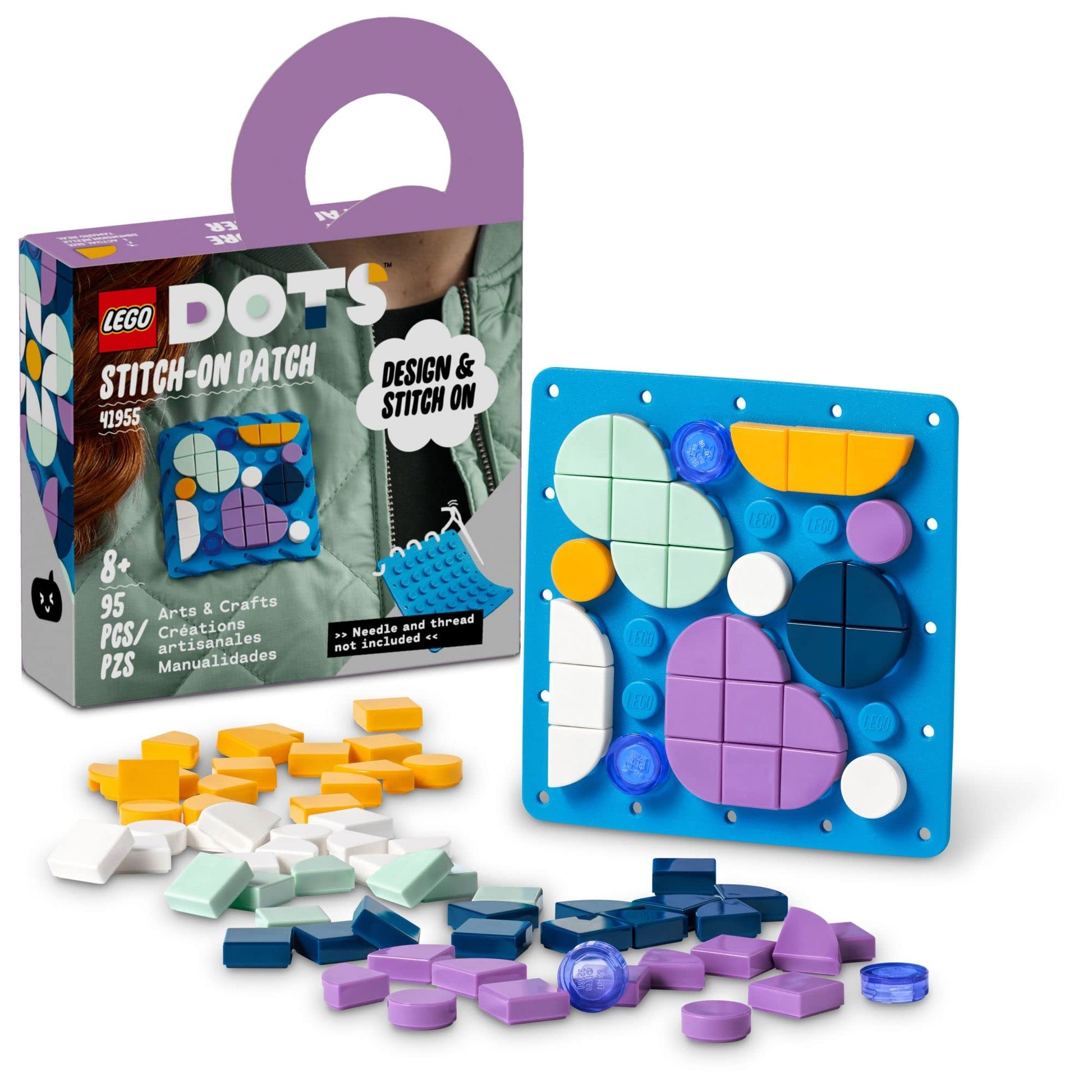 LEGO DOTS Stitch-on Patch 41955 DIY Craft Decoration Building Toy Set for Girls, Boys, and Kids Ages 8+; Customizable Fashion Kit for Arts-and-Crafts