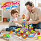 Electric Train Set for Kids, 110PCS 3D Racing Track Sets with Electric Train, Traffic Signs, STEM Train Toys Birthday Gifts for Boys and Girls Age 3+