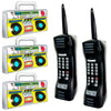 5 Pieces Inflatable Radio Boombox Inflatable Mobile Phone,Retro Mobile Phone for 80's 90's Party Decorations,Hip Hop Costume,Birthday Theme Party