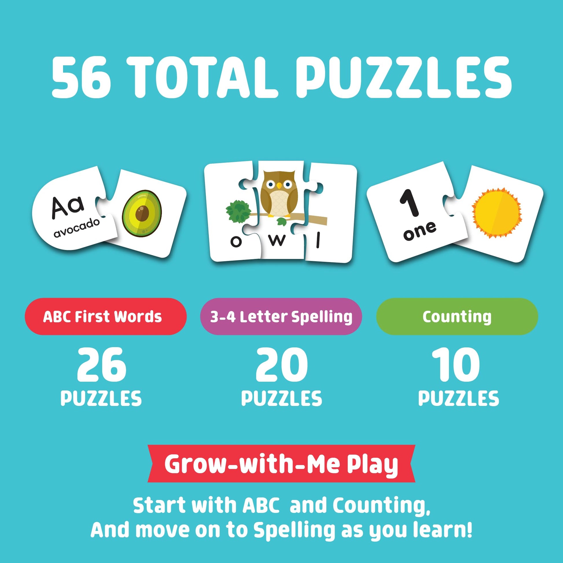 Chuckle & Roar - ABC & Counting - 56 Pack Learning Puzzles for Kids Ages 3+