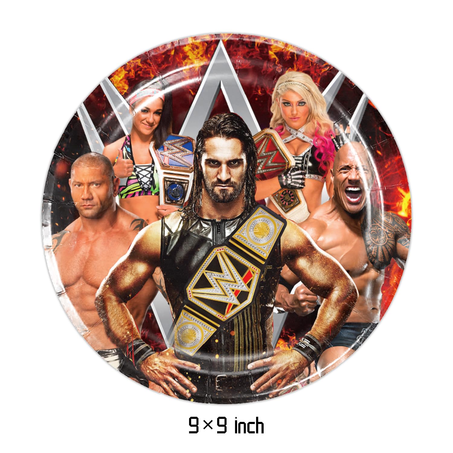 TENFEI 40Pcs Wrestling Party Supplies include 20 plates, 20 napkins for Wrestling birthday party decoration