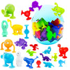 Suction Bath Toys for Kids, 27 Pcs Silicone Bathtub Suction Cup Toys, Travel Sensory Window Building Toys for Toddlers Boys Girls 3 4 5 6 Year Old
