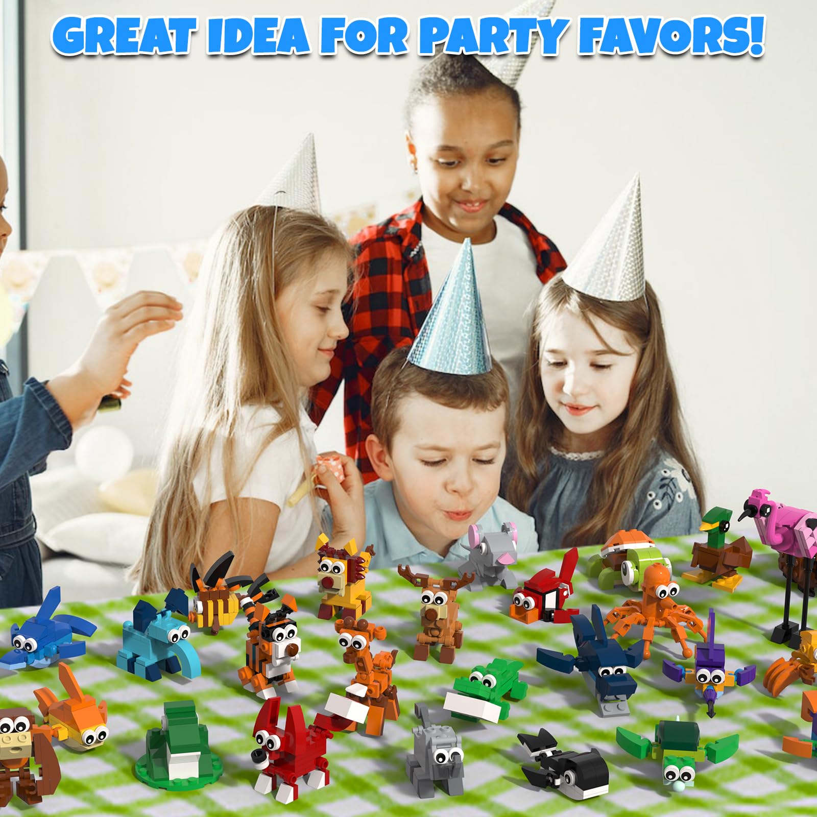 Tenhorses Party Favors for Kids Building Set, 26 Pack Animals Building Block Toys Valentines Classroom Prizes Goodie Bags, Easter Basket Stuffers