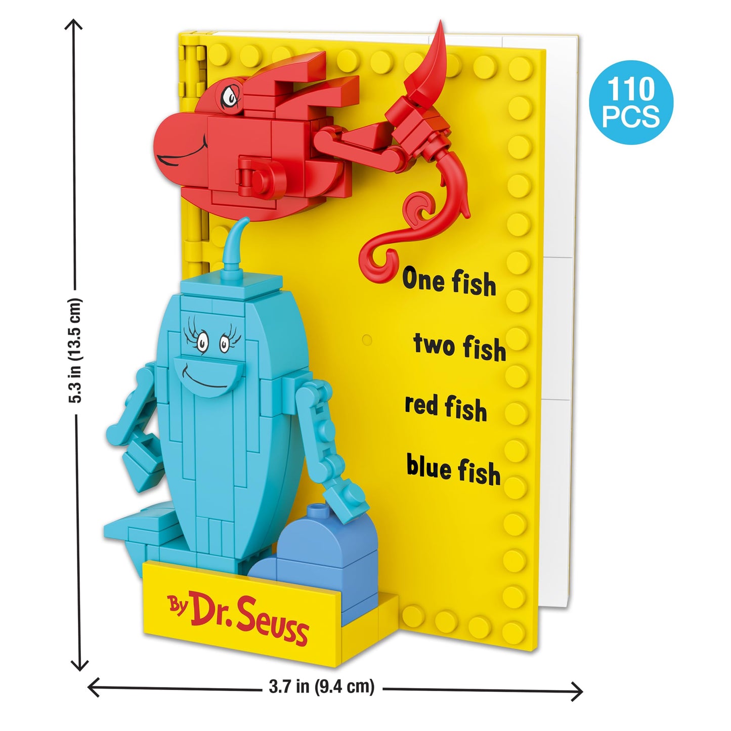 Brickcraft Dr. Seuss One Fish Two Fish Red Fish Blue Fish Building Set (110 Pieces) - Christmas for Kids & Adults, Book Display, Includes Sticker