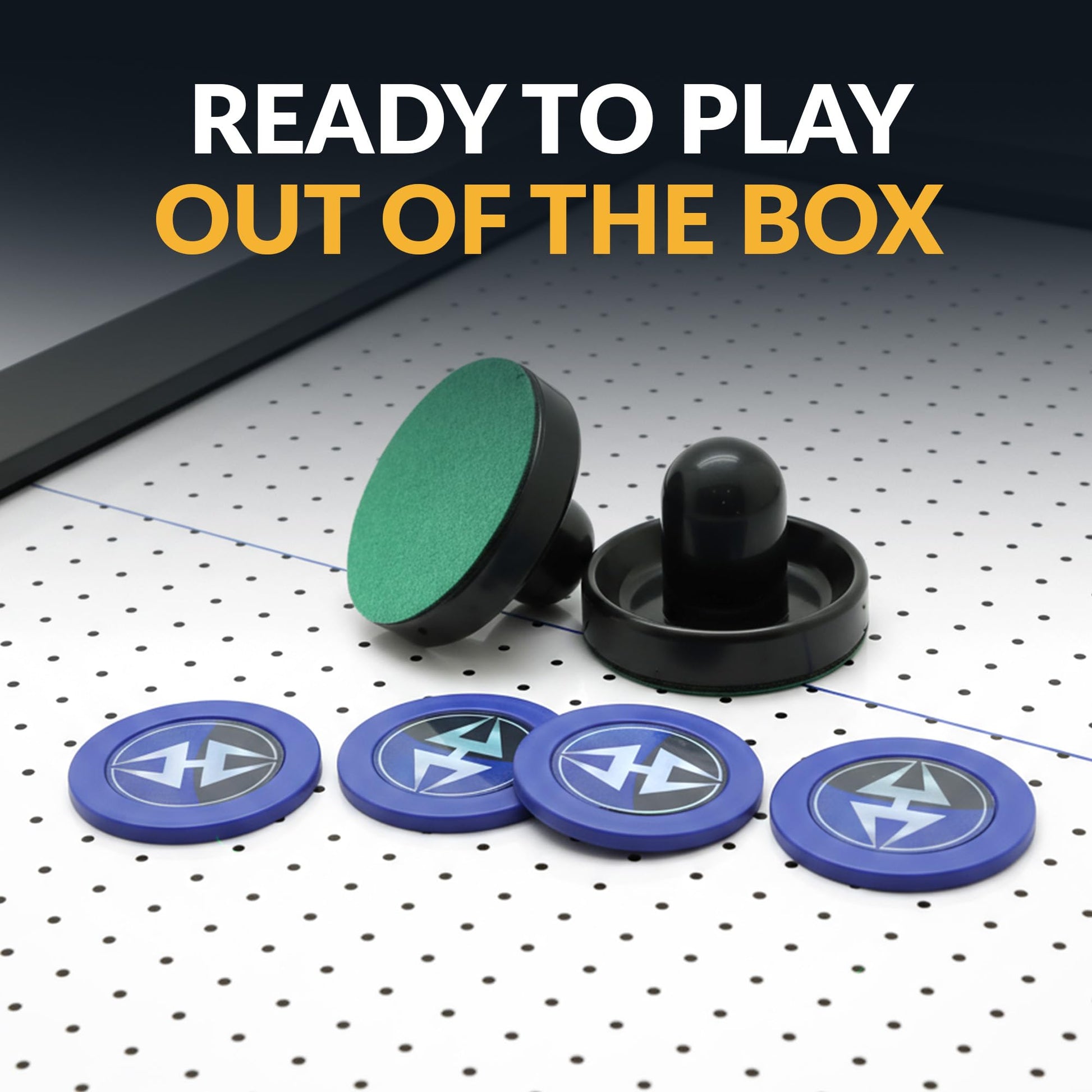 Hathaway Air Hockey Pucks and Paddles Set - Two Ergonomic 3.75-inch Pushers and Four 2.87-inch ABS Table Hockey Pucks - Durable Game Accessories