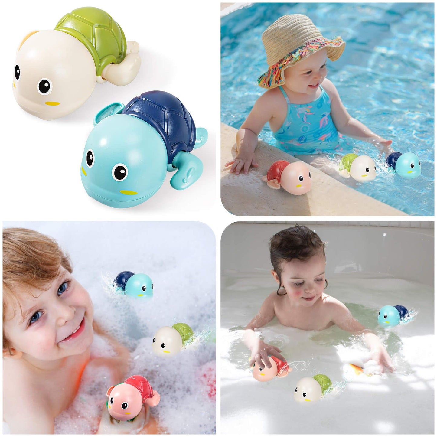 SEPHIX Bath Toys for Toddlers 1-3, Cute Swimming Turtle Bath Toys for 1 2 Year Old Boy Girl Gifts, Water Pool Toys for Baby Toddler Toys Age 1-4