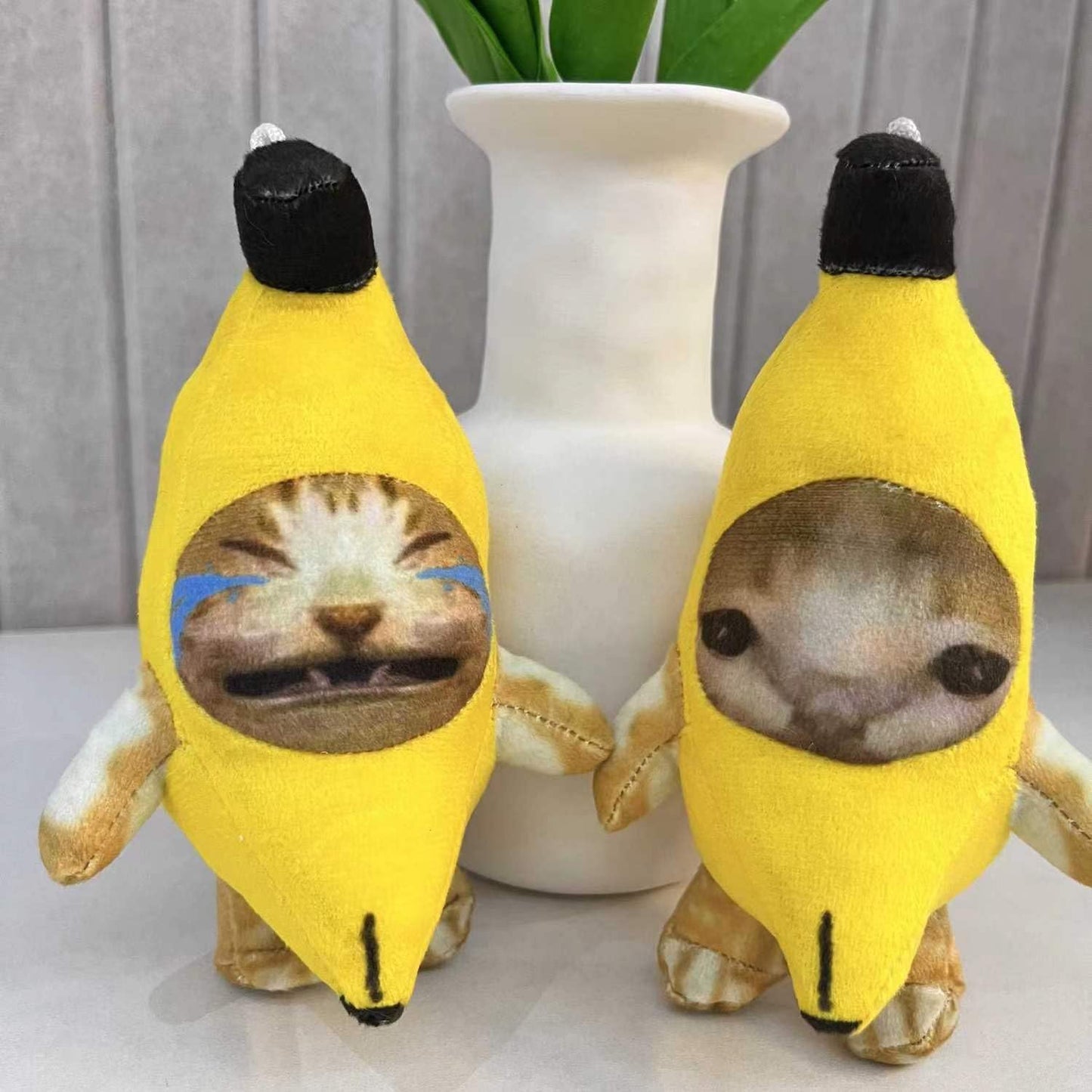 COSWHO Crying Banana Cat Plush Keychain Bag Charms, Happy