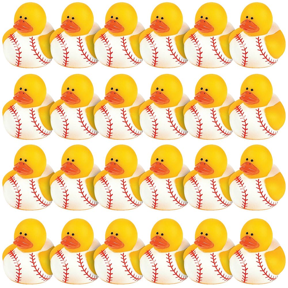 Fun Express Mini Baseball Rubber Ducks (Set of 24) Party Supplies and Favors