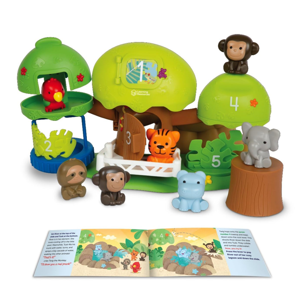 Learning Resources Peeksville Learning Jungle Playset, Animal Kingdom Figurines, Zoo Toy, Tiger, Lion, Animals, Fine Motor Skills for Kids, Toddler
