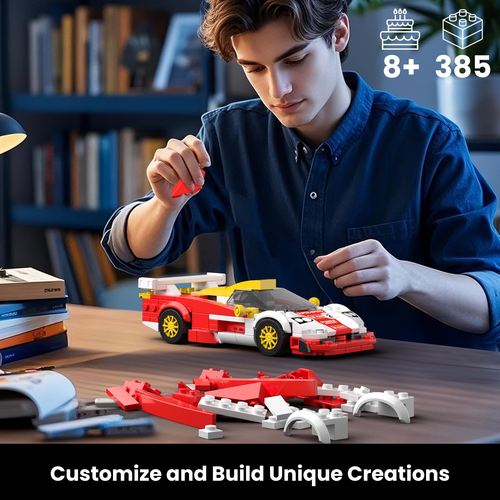 Mould King GTRLongtail Speed Champion Car Building Kits, MOC Racing Car Toys Model, Vehicle Blocks Set Suitable for Boys to Build, House Decoration