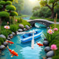 Mini Rowboat Mini Tiny Wooden Boat with Oars for Fairy Garden Kits for DIY Fairy Garden Dollhouse Decoration, Miniature Dollhouse Boat with Oars Canoe