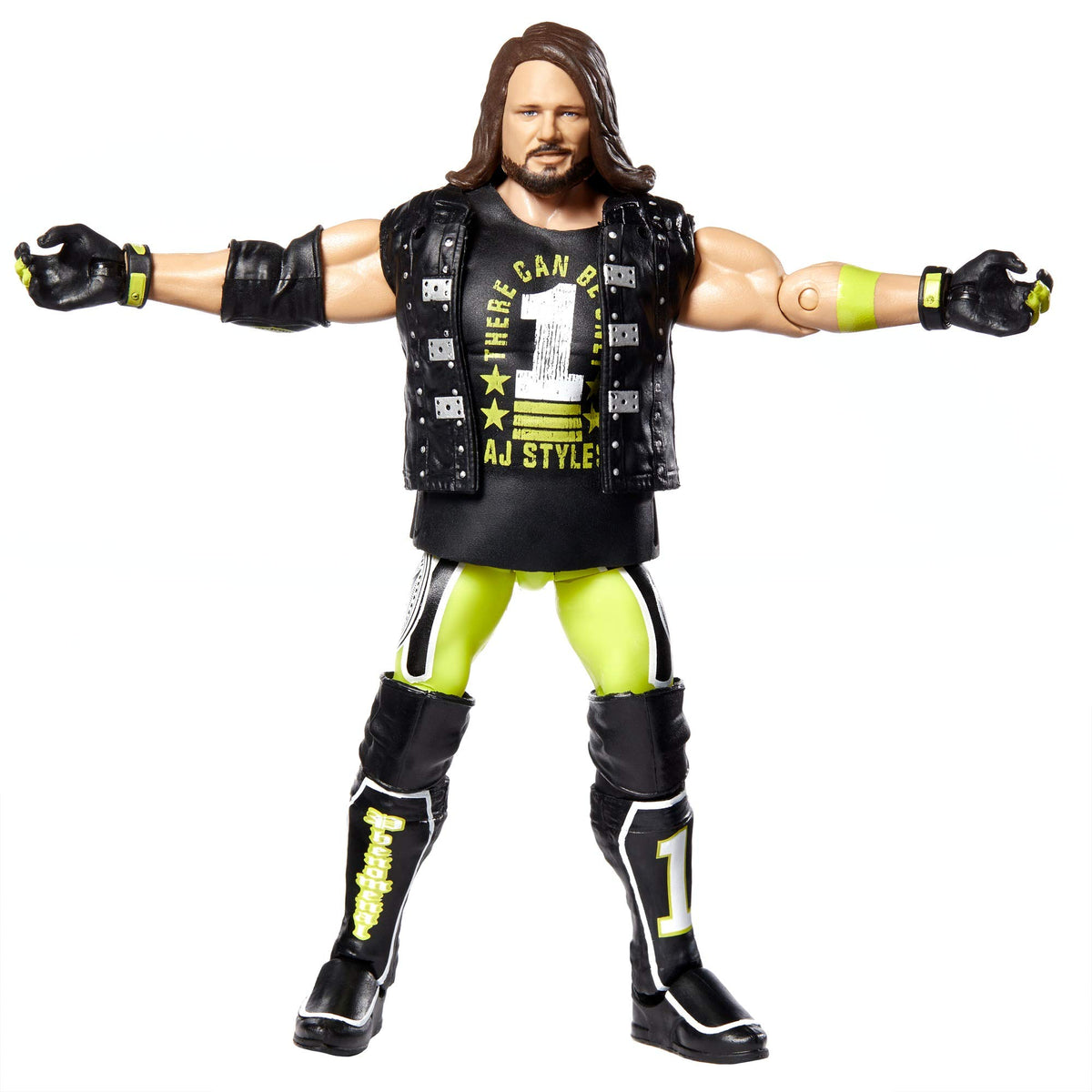 WWE AJ Styles Elite Series #74 Deluxe Action Figure with Realistic Facial Detailing, Iconic Ring Gear & Accessories