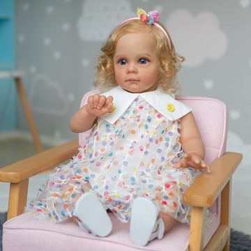 KOKOMANDY Realistic Reborn Toddler Dolls Girls 24 Inch Soft Cloth Body Silicone Baby Doll Cuter Weighted Baby Real Size Blonde Curly Hair Blue Eyes