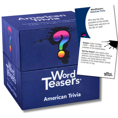 ? WORD TEASERS American Trivia - Trivia Game for Adults & Kids - Interesting & Fun Trivia Questions About the United States - 150 Trivia Cards