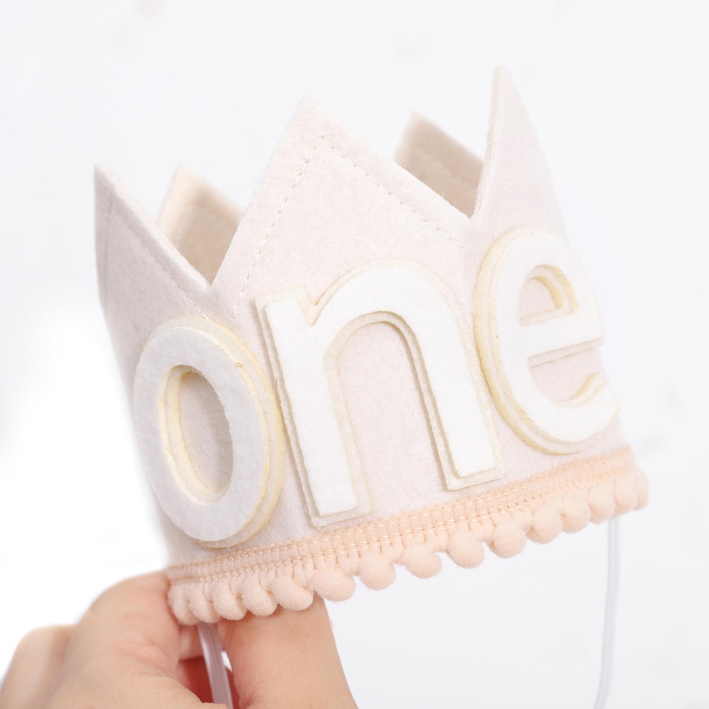 SYESQL Baby 1st Birthday Hat White - One Birthday Crown Hat, First White Hat, Cake Smash Party Hat for Boys/Girls (Baby One Crown)