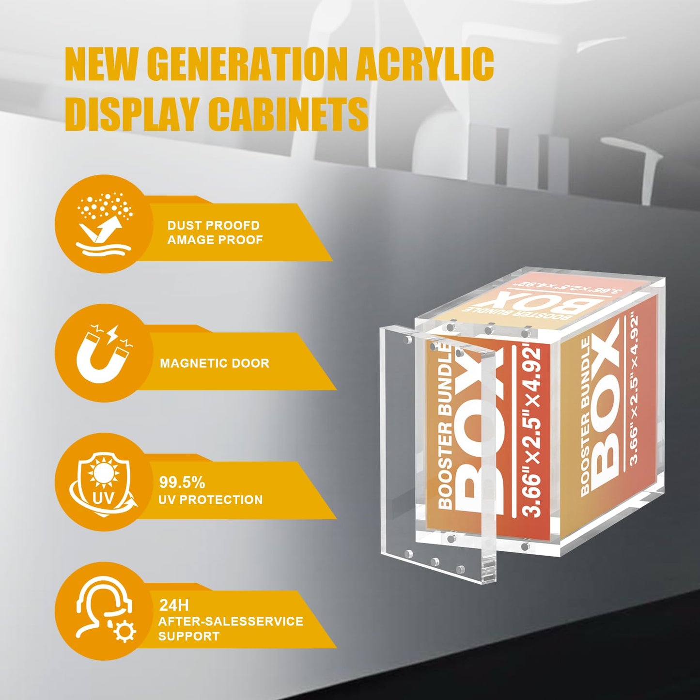 TCGENITH Booster Bundle Acrylic Magnetic Case for TCG Boxes, 5mm Thick Stackable Protector with Magnetic Closure, Display Storage for Card Game Packs